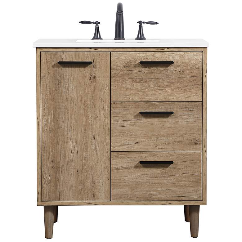 Image 6 Elegant Baldwin 30 In. Bathroom Vanity In Natural Oak more views