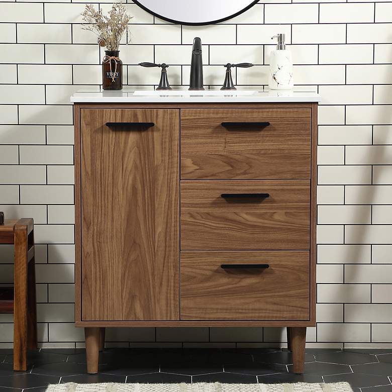 Image 1 Elegant Baldwin 30 In. Bathroom Vanity In Walnut Brown