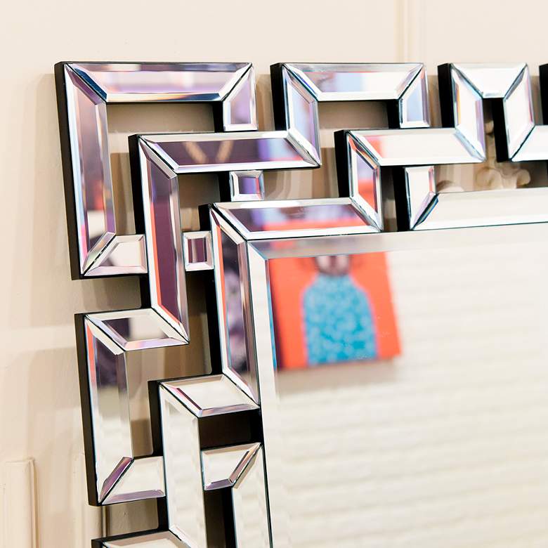 Elegant Beveled Geometry 31 inch x 40 inch Decorative Wall Mirror more views
