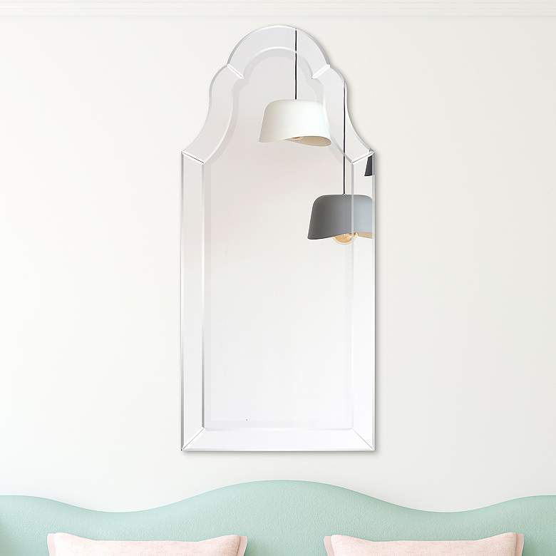 Image 1 Elegant Beveled I 20" x 44" Crowned Top Wall Mirror