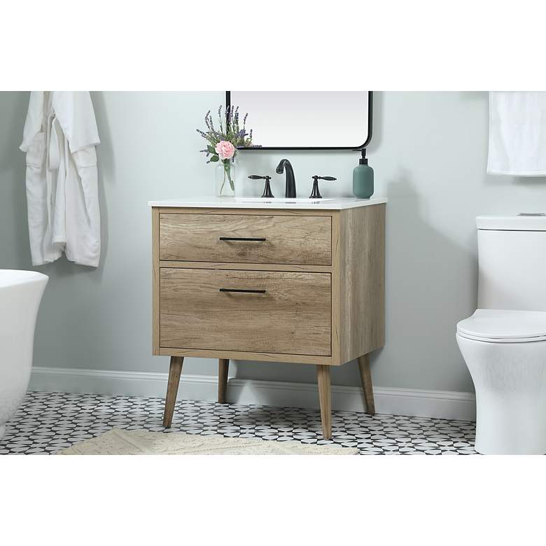 Image 3 Elegant Boise 30 In. Bathroom Vanity In Natural Oak more views