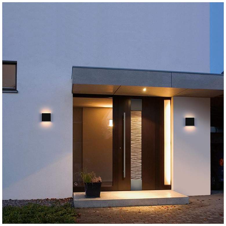 Image 2 Elegant Creed 5.5 inch Outdoor Wall Sconce in Black more views