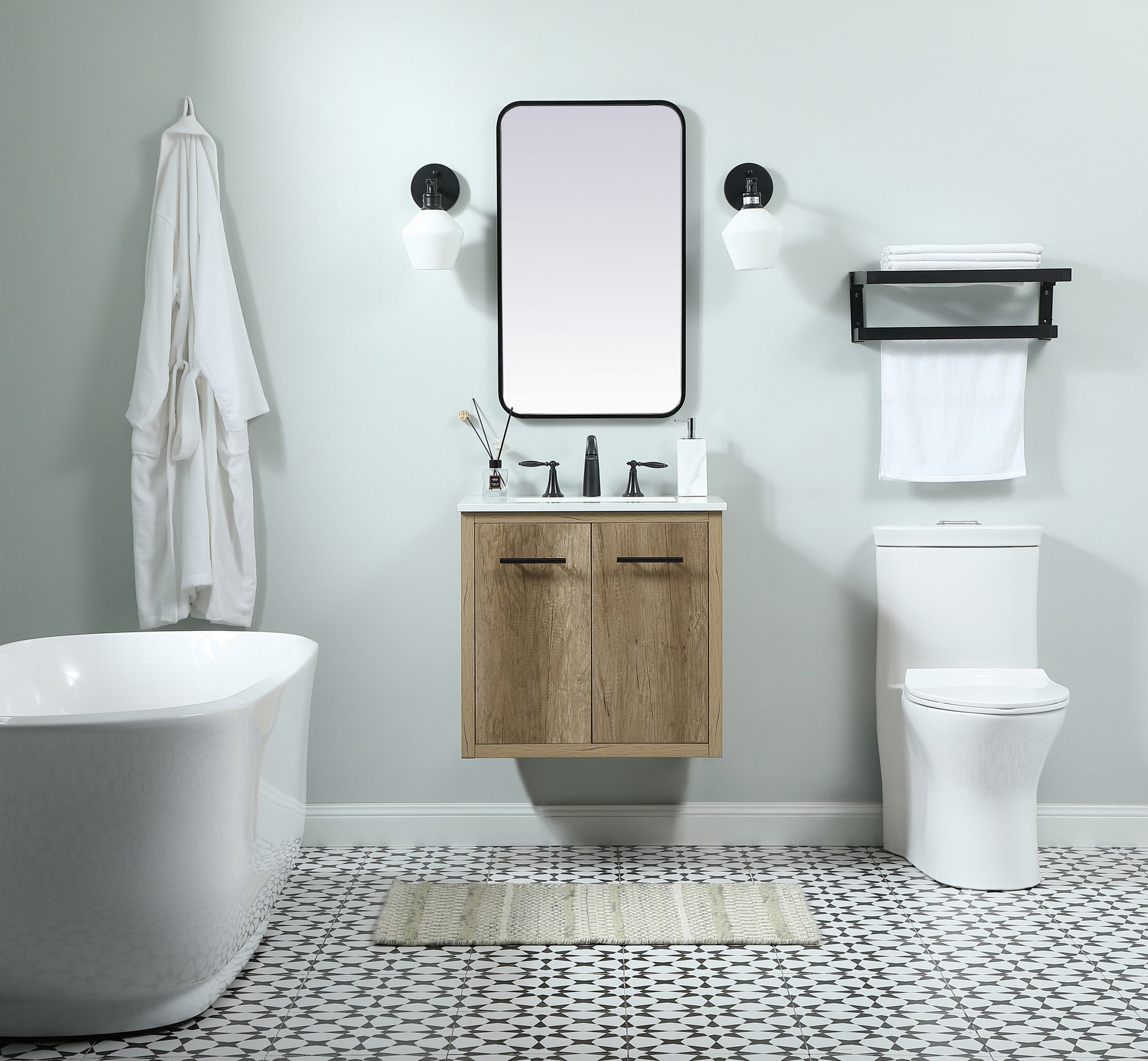 Elegant Cyrus 24 In. Bathroom Vanity In Natural Oak