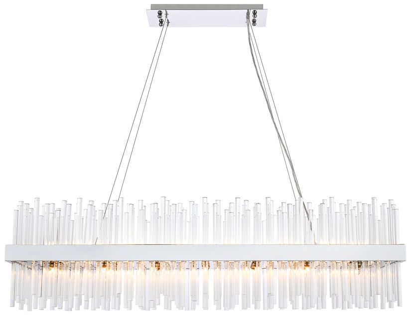 Elegant Dallas 48 Inch Rectangle Crystal Pendant in Chrome