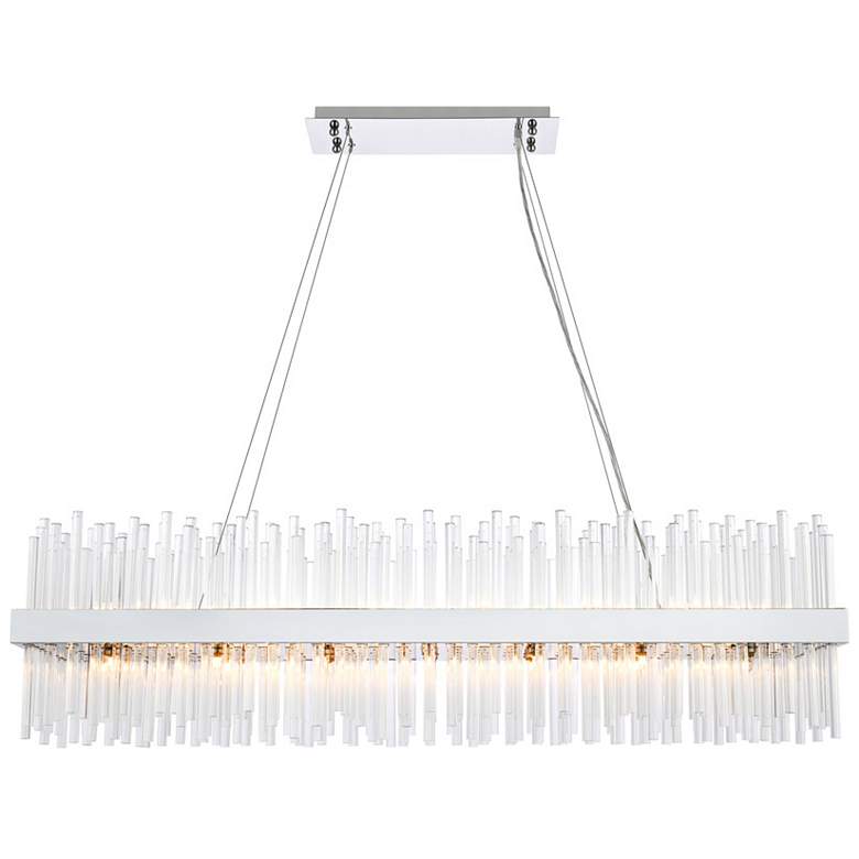 Image 1 Elegant Dallas 48 Inch Rectangle Crystal Pendant in Chrome