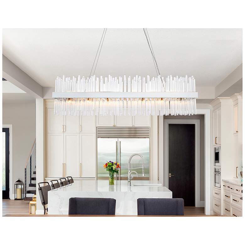 Image 2 Elegant Dallas 48 Inch Rectangle Crystal Pendant in Chrome more views