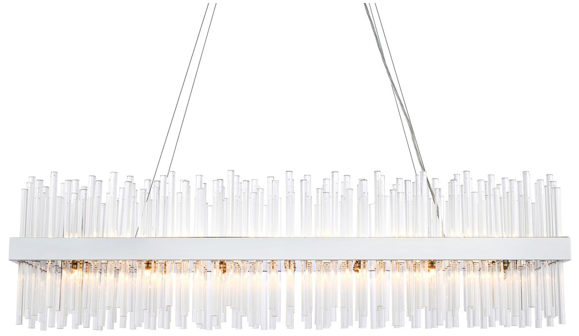 Image 3 Elegant Dallas 48 Inch Rectangle Crystal Pendant in Chrome more views
