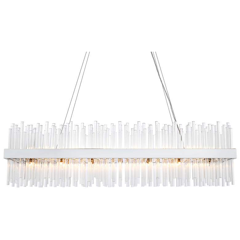 Image 3 Elegant Dallas 48 Inch Rectangle Crystal Pendant in Chrome more views