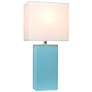 Elegant Designs 21" Aqua Blue Leather Table Lamps Set of 2