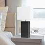 Elegant Designs 21" Black Leather Table Lamp with USB Port