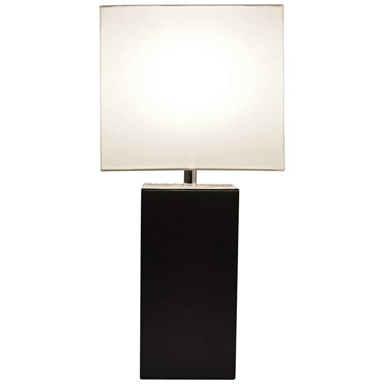 Image 6 Elegant Designs 21 inch Black Leather Table Lamp with USB Port more views