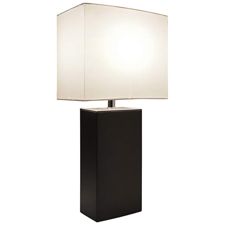 Image 7 Elegant Designs 21" Black Leather Table Lamp with USB Port more views