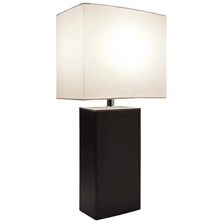 Image 7 Elegant Designs 21" Black Leather Table Lamp with USB Port more views