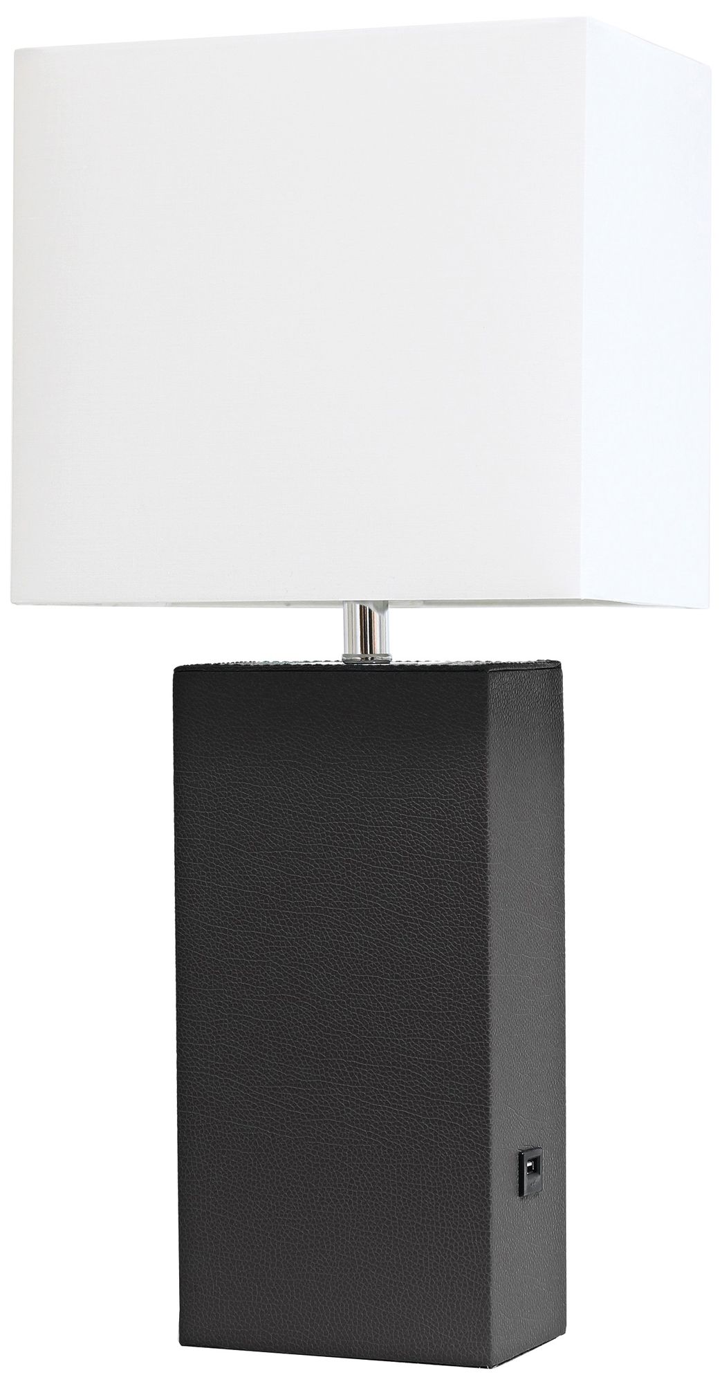 Elegant Designs 21" Black Leather Table Lamp with USB Port