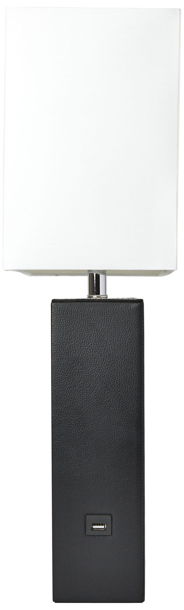 Elegant Designs 21" Black Leather Table Lamp with USB Port
