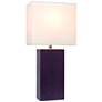 Elegant Designs 21" Eggplant Purple Leather Table Lamps Set of 2