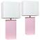 Elegant Designs 21" High Blush Pink Leather Table Lamps Set of 2