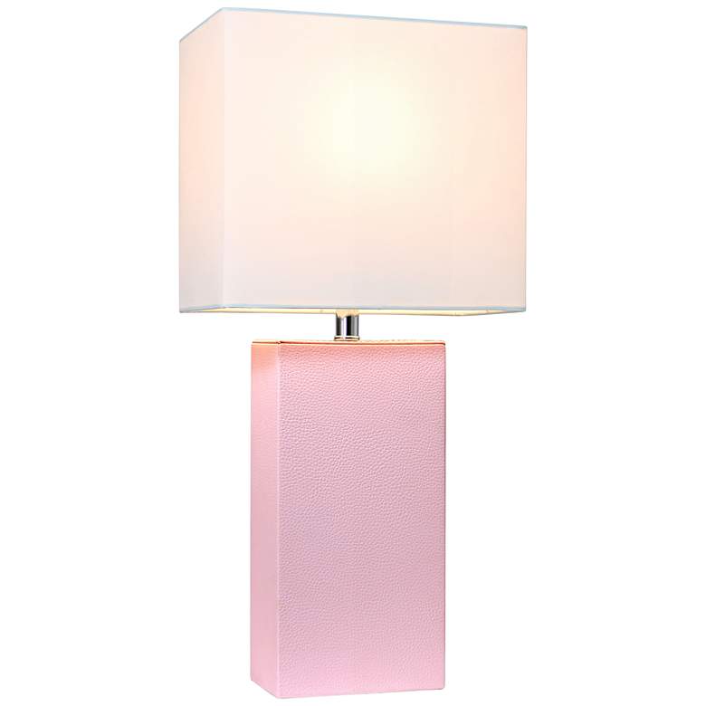 Image 2 Elegant Designs 21 inch High Blush Pink Leather Table Lamps Set of 2 more views