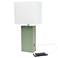 Elegant Designs 21" Leather Wrapped Lamp w/ USB, Sage Green, With LED