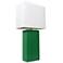 Elegant Designs 21" Leather Wrapped Table Lamp, Green, With LED Bulb