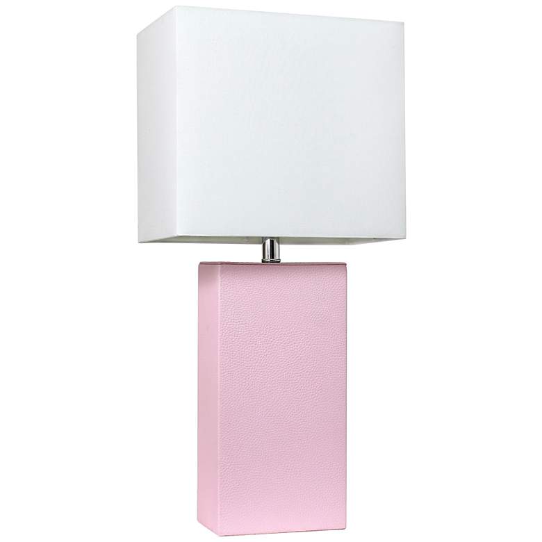 Image 2 Elegant Designs 21 inch Modern Blush Pink Leather Table Lamp