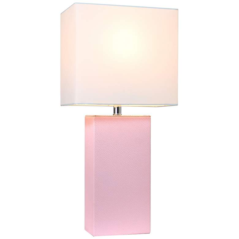Image 5 Elegant Designs 21" Modern Blush Pink Leather Table Lamp more views