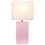 Elegant Designs 21" Modern Blush Pink Leather Table Lamp