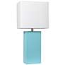 Elegant Designs 21" Modern Coastal Aqua Blue Leather Table Lamp