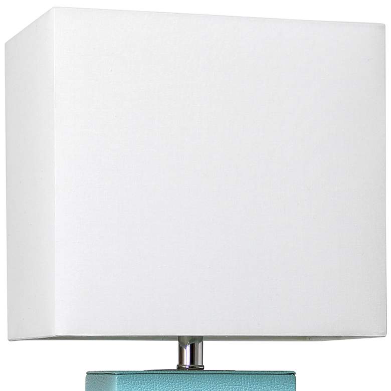 Image 3 Elegant Designs 21" Modern Coastal Aqua Blue Leather Table Lamp more views