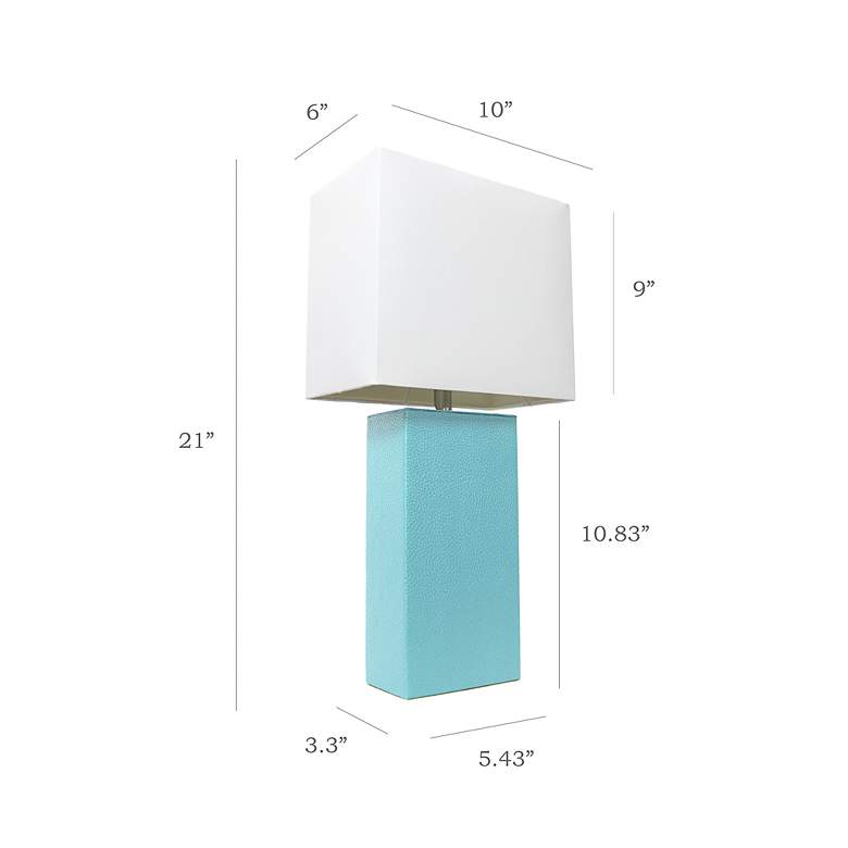 Image 6 Elegant Designs 21" Modern Coastal Aqua Blue Leather Table Lamp more views