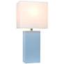 Elegant Designs 21" Modern Coastal Periwinkle Blue Leather Table Lamp