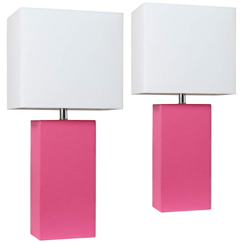 Image 1 Elegant Designs 21" Modern Hot Pink Table Lamps Set of 2