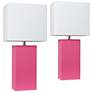 Elegant Designs 21" Modern Hot Pink Table Lamps Set of 2