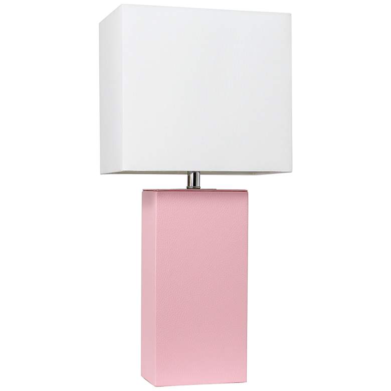 Image 2 Elegant Designs 21 inch Modern Pink Leather Table Lamp