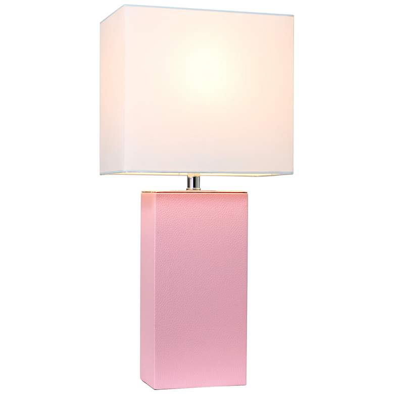 Image 5 Elegant Designs 21 inch Modern Pink Leather Table Lamp more views