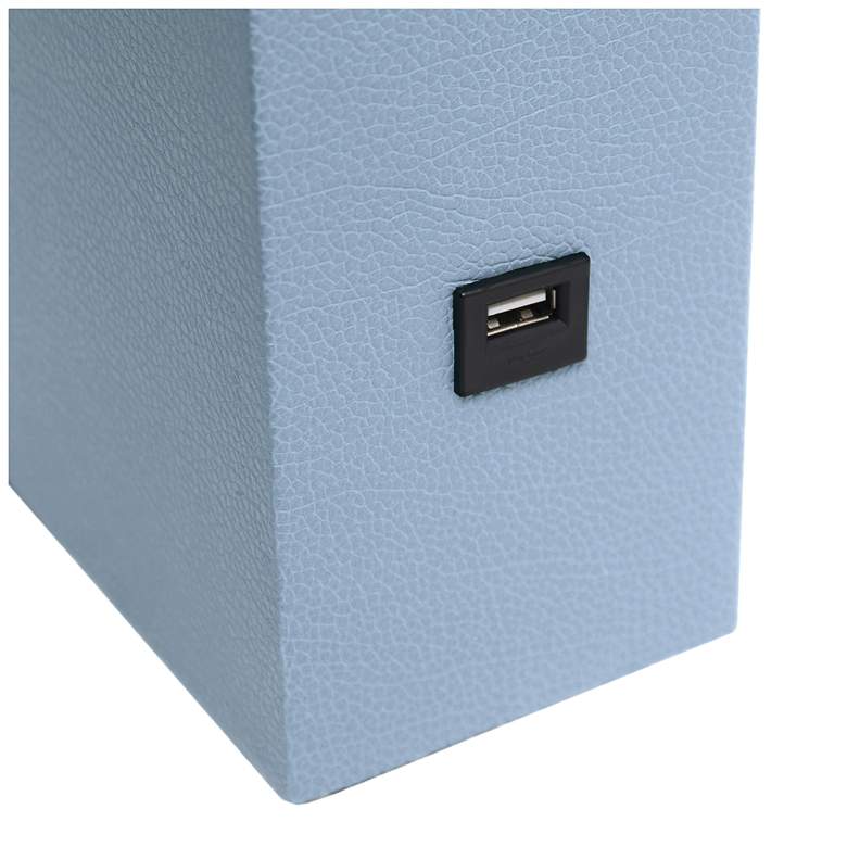 Image 6 Elegant Designs 21" Periwinkle Blue Leather Table Lamp with USB Port more views
