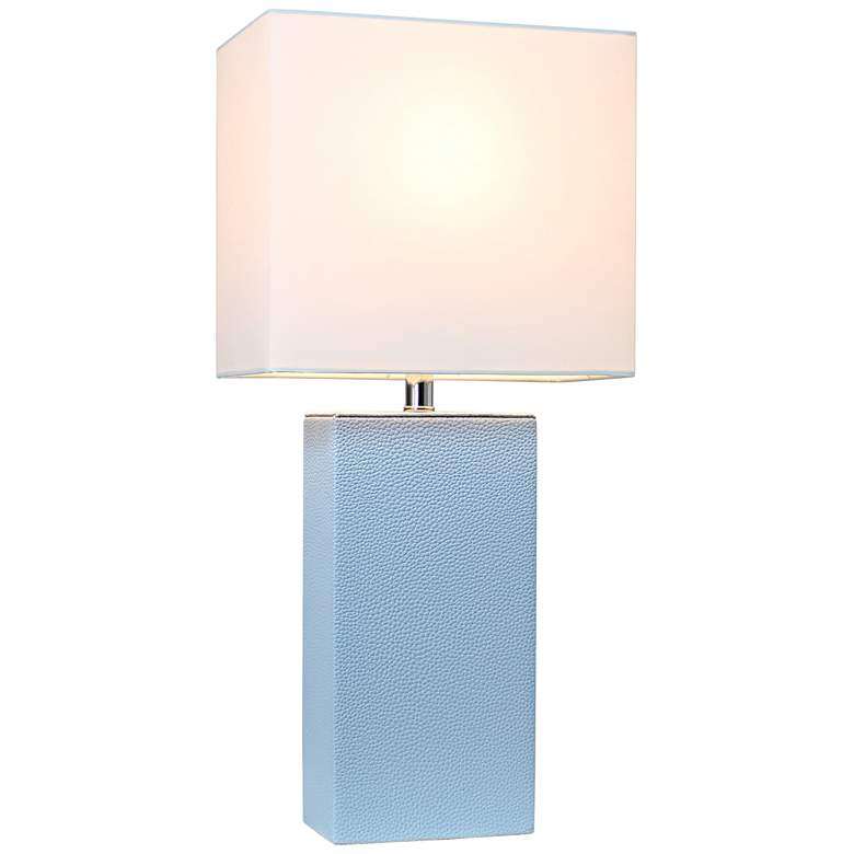 Image 2 Elegant Designs 21" Periwinkle Blue Leather Table Lamps Set of 2 more views