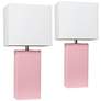 Elegant Designs 21" Pink Leather Table Lamps Set of 2