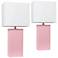 Elegant Designs 21" Pink Leather Table Lamps Set of 2