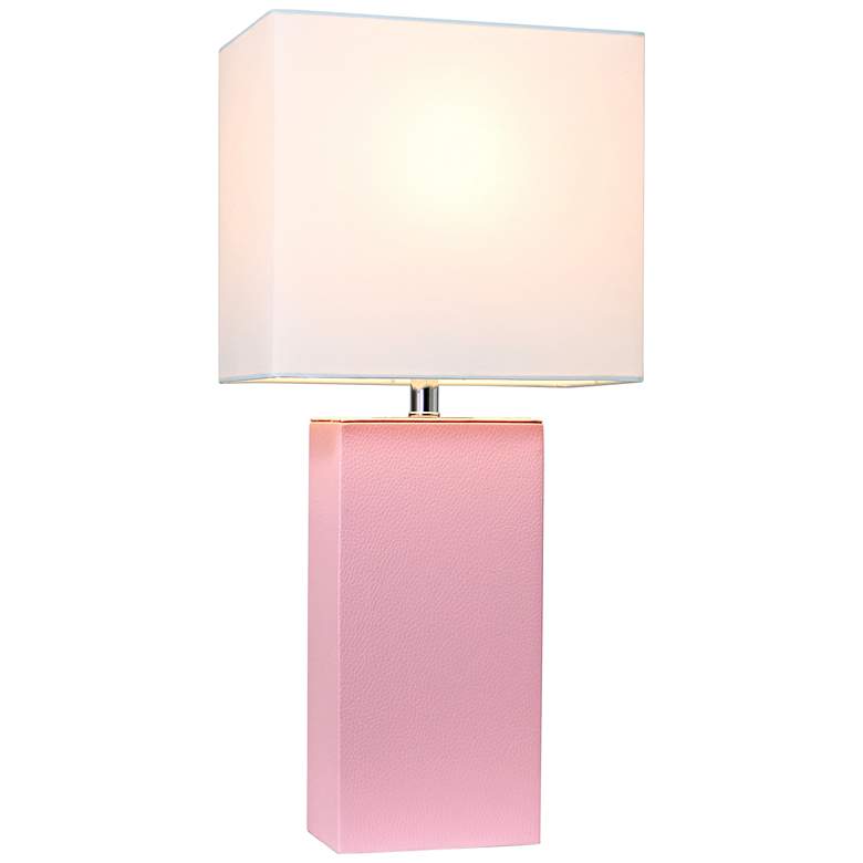 Image 2 Elegant Designs 21" Pink Leather Table Lamps Set of 2 more views