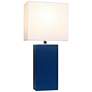 Elegant Designs 21" Royal Blue Leather Table Lamps Set of 2