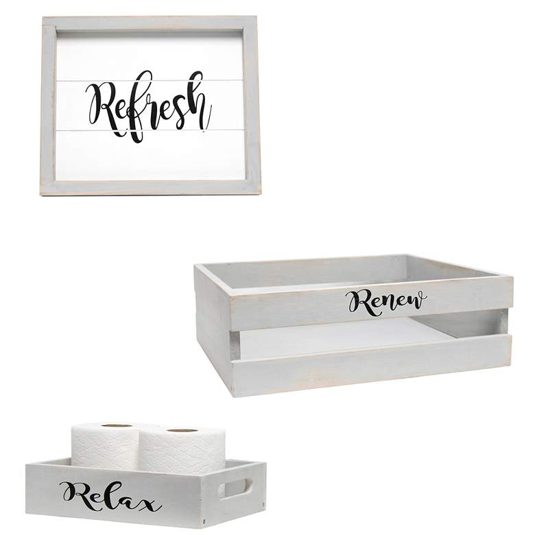 Image 1 Elegant Designs 3Pc Decorative Wood Bathroom Set, Small, Inspirational