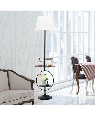 Elegant Designs 61 1/2" Black End Table Floor Lamp with 2 Shelves