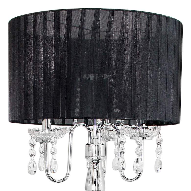 Image 3 Elegant Designs 61 1/2 inch Chrome Crystal Floor Lamp with Black Shade more views
