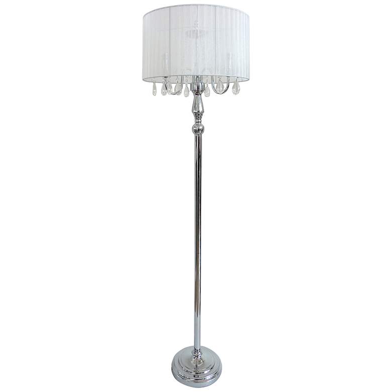 Image 3 Elegant Designs 61 1/2 inch Chrome Crystal Floor Lamp with White Shade