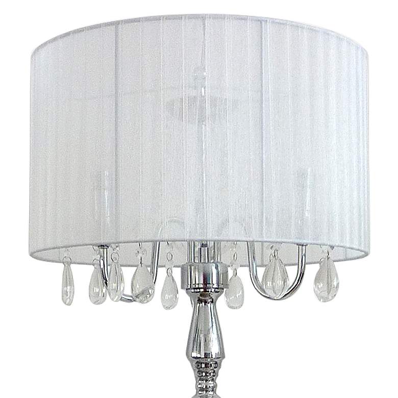 Image 4 Elegant Designs 61 1/2" Chrome Crystal Floor Lamp with White Shade more views