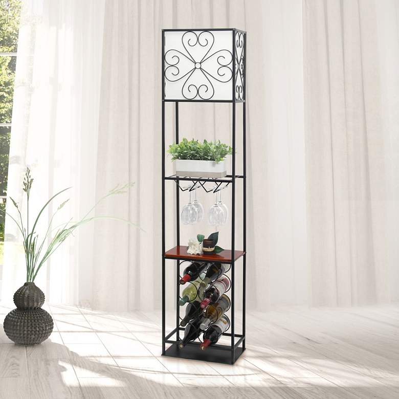 Image 1 Elegant Designs 63" Black Metal Etagere Organizer Floor Lamp