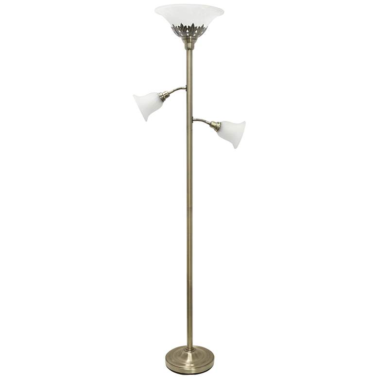 Image 2 Elegant Designs 71 inch Antique Brass 3-Light Torchiere Floor Lamp