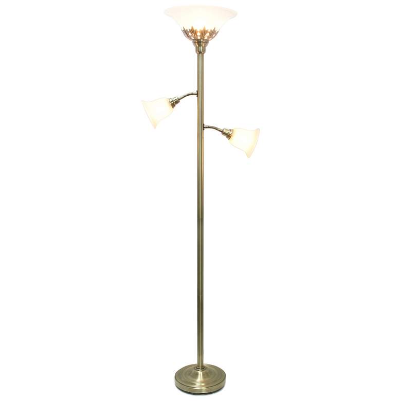 Image 3 Elegant Designs 71" Antique Brass 3-Light Torchiere Floor Lamp more views