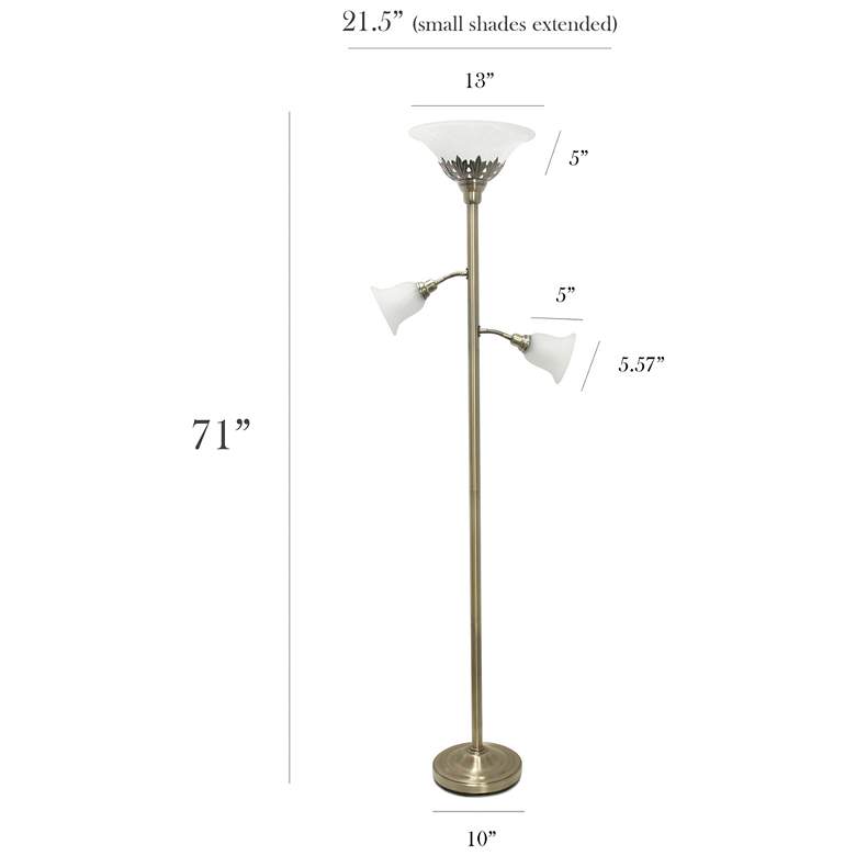 Image 4 Elegant Designs 71" Antique Brass 3-Light Torchiere Floor Lamp more views